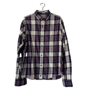 Old Navy slim fit plaid button down shirt size L